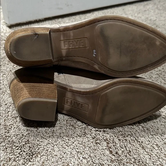 Frye Women's Cream Suede Ankle Booties - Picture 4 of 8